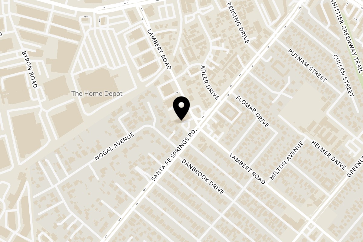 Map showing the location of Tondero Peruvian Cuisine Whittier on 12556 Lambert Rd Ste c in Whittier