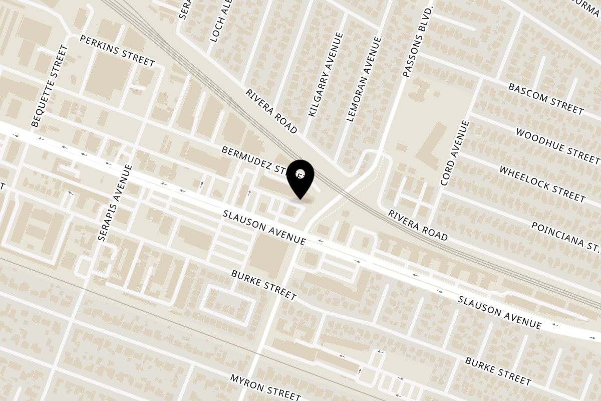 Map showing the location of Tondero Peruvian Cuisine Pico Rivera on 9347 Slauson Ave in Pico Rivera